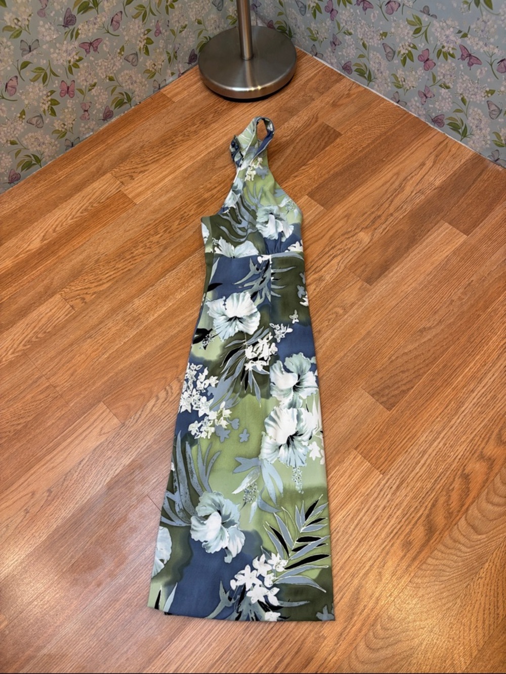 Connected Apparel green and blue tropical print sleeveless sheath dress. Size 16 - Picture 11 of 17